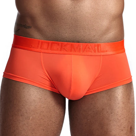 Sexy Ultra Thin Breathable Seamless Quick Dry Men's Underwear Sports Low Rise Solid Color Knitted Fabric Boxer Briefs