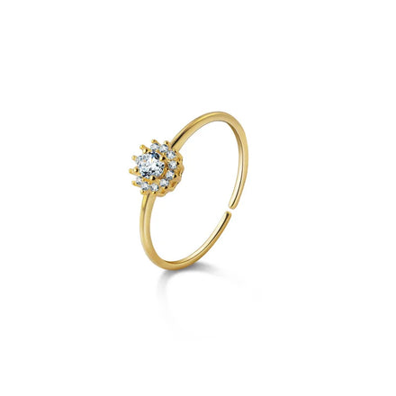 Christmas Gifts 925 Sterling Silver Snow Flower Zircon Gold Plated Open Rings for Women Fashion Jewelry Rings