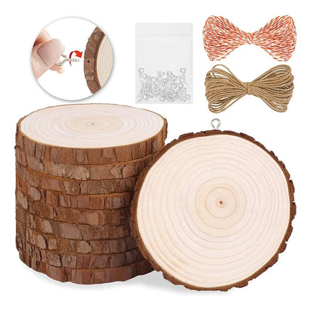 4.0 Inch Rounds Unfinished Pine Wooden Circles Natural Wood Slices for DIY Craft and Painting
