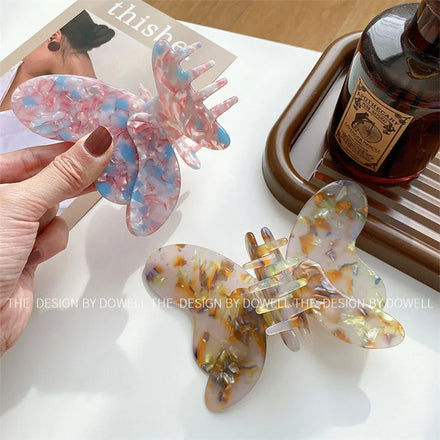 Korean Fashion Butterfly Acetate Hair Claws Acetic Acid Hair Grip Horse Tail Vertical Big Hair Clip