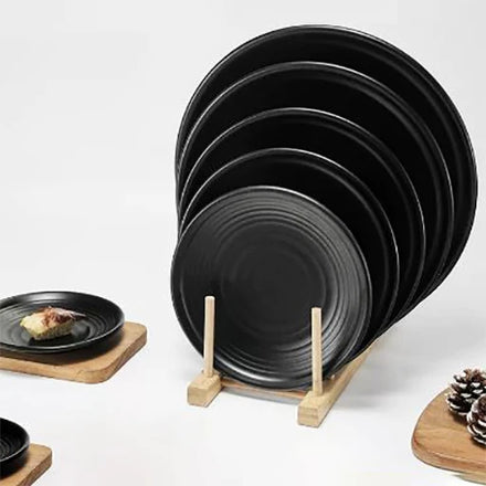 Eco-friendly Black Melamine Dinner Plate Hot Pot Barbecue Sushi Melamine Plate