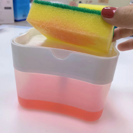 Creative Kitchen Cleaning Supplies Sponge Brush Holder Dishwashing Liquid Box Push Type Soap Dishwashing Soap Liquid Dispenser