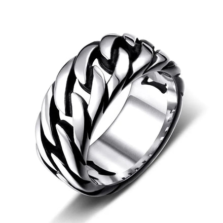 OAHLAN Wholesale Fashion Jewelry Vintage Retro Style Brushed Chain Design Titanium Stainless Steel Rings for Men