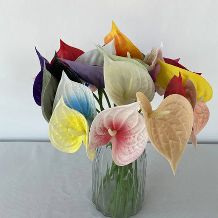 M833 Hot Sale Decorative Flowers Artificial Real Touch PU Anthurium for Centerpiece Flower Arrangement Wedding Decoration