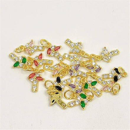 CZ8546 Dainty 18K Gold Mini Little Jewelry Supplies CZ CharmSmall Tiny Diamond Cubic Zirconia Mushroom Food Charms Pendants