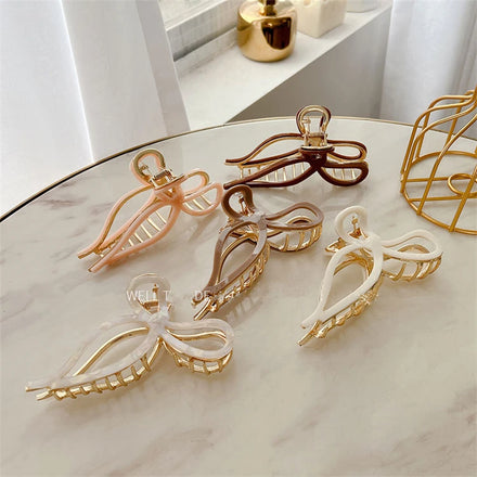 11.5cm Alloy Blond Big Hair Clip Hair Temperament Large butterfly Clip for Thick Hair