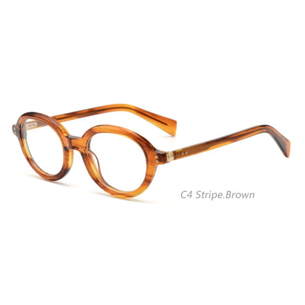 Literary Retro Thick Frame Patchwork round Acetate Eyeglasses Men and Women's Fashionable Eyewear