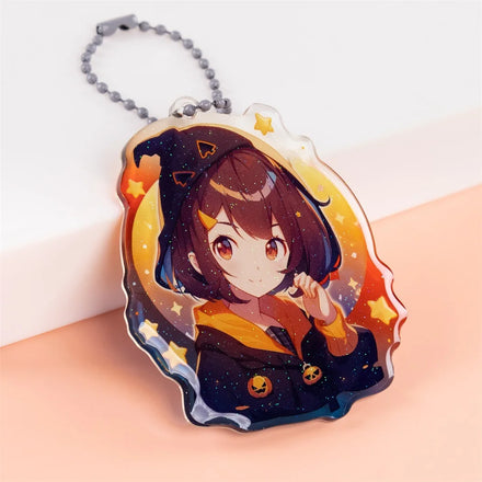 New Arrival Holiday Gift Holographic Charm Glitter Custom Printed Anime Acrylic Keychain Cartoon Acrylic Keychain