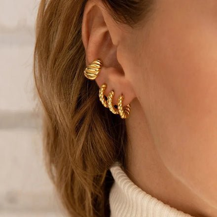ZUOLA Creative Thread Design Irregular Twist Hoop Earrings Eco-friendly Brass Gold Plated Piercing Earrings Women Jewelry