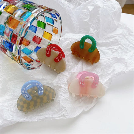 Acetate Fashion Women Hair Clips Accessories 4.5cm Designer Numbers Checkered Bag Shape Acetic Acid Hair Claw