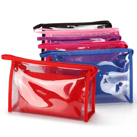 Custom Logo Multicolor PVC Travel for Toiletry Makeup Pouch Clear Transparent Fashionable Travel Zipper Cosmetic Bag Set