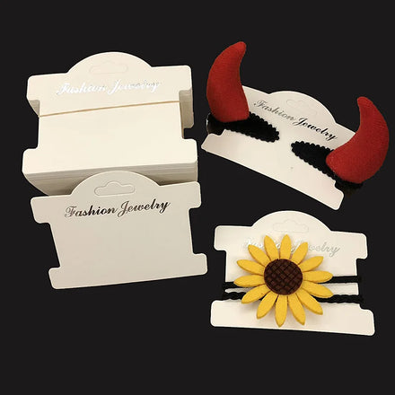 Paper Hair Clip Display Cards White Jewelry Hair Accessories Package Paper Card