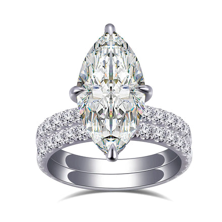 Messi Jewelry Customized MSR-913 10k Solid Gold Couple Ring Marquise Cut Moissanite Ring