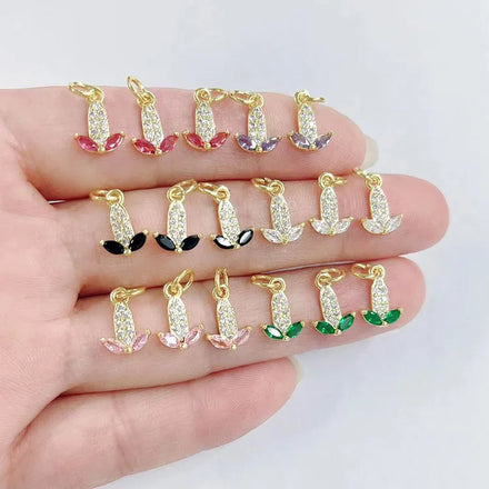 CZ8545 Dainty 18K Gold Mini Jewelry Supplies Small Cute Diamond CZ Cubic Zirconia Ear of Corn Cob Corncob Food Charms Pendants