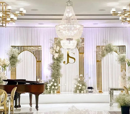 Golden Flower Rack Backdrop Round Iron Arch Wedding Props for Party Decoration for Wedding Stage