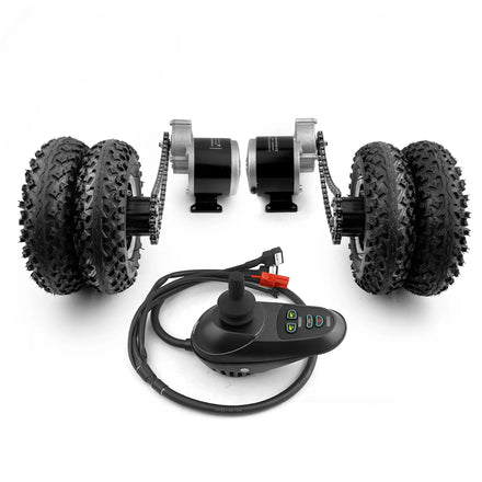 DIY Electric Barrow Trolley Wagon Cart Dual Drive 350W Geared Motor 8 Inch Off-road Dual Wheel With Joystick Controller