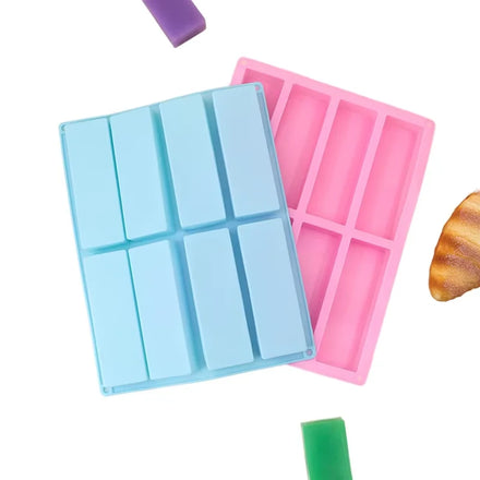 100% Quality 8 Cavity Large Rectangle Truffles Silicone Baking Pastry Mold for Chocolate Cereal Granola Bar Cake Tools