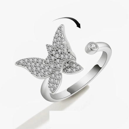 New Valentine Girl Friend Gift Jewelry Anxiety Ring Spinning Fidget Anti Stress Butterfly Silver Zhejiang Gold Engagement Ring