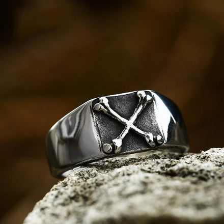 OAHLAN Wholesale Customized Fashion Jewelry Vintage Bone Shaped Titanium Stainless Steel Rings for Men