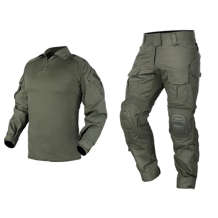 IDOGEAR Men G3 Assault Camo Camouflage Tactical Hunting BDU Tactical Uniform Set with Knee Pads