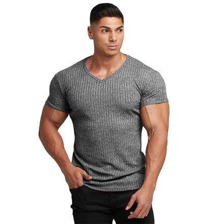 slim shirts for men gym teeshirt bodybuilding Vneck with elasticity gym shirt men sporty roupas masculinas gym clothes men