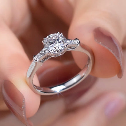 Classic Design MSR-885 Wedding Ring 18K Solid Gold 1.1ct E VS1 Round Brilliant Cut Lab Grown Diamond Ring