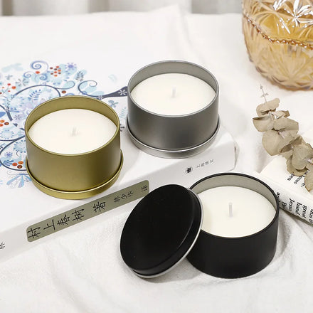 Round Metal Tin Candles Scented Candles Sliver Gold Color Smokeless Promotional Gift Aromatherapy Soy Wax Candle