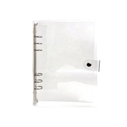 Personal A5 Glitter Binder Cover clear Soft Pvc Notebook Shell 6 Rose Gold Round Ring with Snap Button Closure Loose Leaf Folder