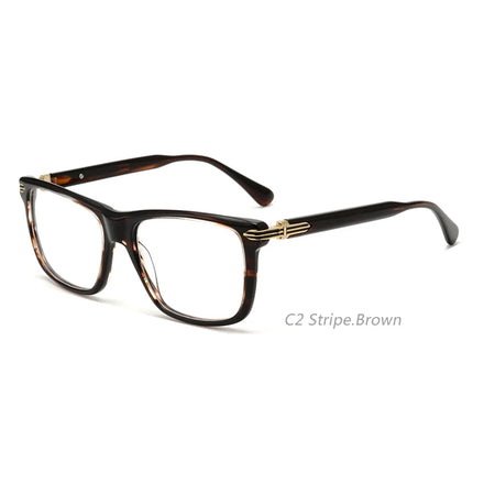 Simple Black Square Rivets Decorative Acetate Eyeglass Frames for Men and Women