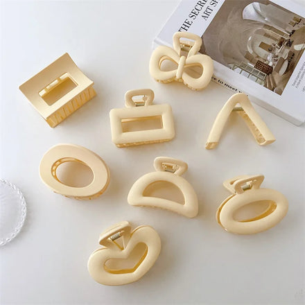 Jewelry Creamy White Hair Grab Sweet Bow Love Geometric Clip Hairpin