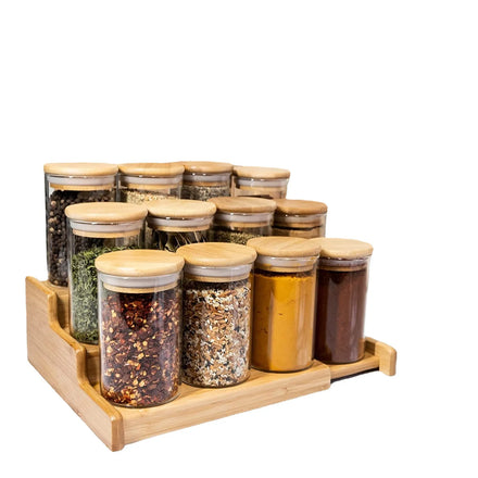 High Quality 4 oz Modern Glass Spice Jar Set with Bamboo Lids Kitchen Storage for Seasonings Flexible Rounded Bottle Design