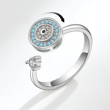Anillo Ocular Rotatable Spinner Ring Bling Ethnic Style White Zircon Spinner Rings Demon Eyes Rotating Adjustable Fidget Rings