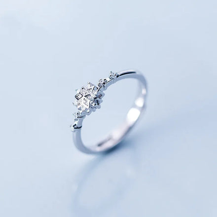 INS Elegant 925 Sterling Silver Snow Flower Diamond Zircon Rings for Women Fashion Jewelry Rings Christmas Gifts