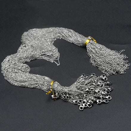 Factory Direct Sale Custom Length 1mm Link Chain Stainless Steel Gold Plated Lobster Chain Necklace
