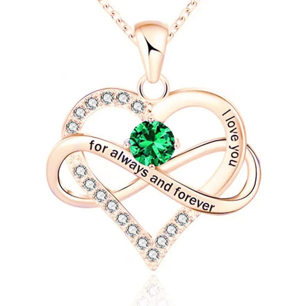 DS New Style Necklace Rose Gold Twelve Birthstone Pendant Charm Necklace Fashion Birthstone Jewelry