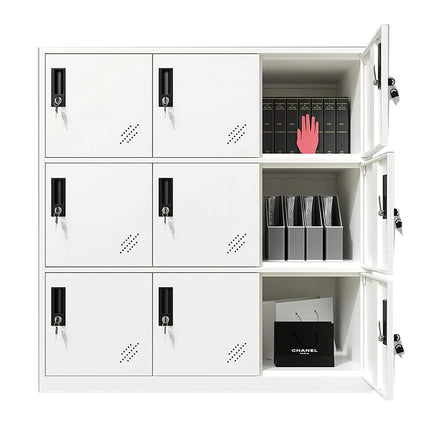 9 Door White Steel Storage Lockers Home Modern Metal Cabinets