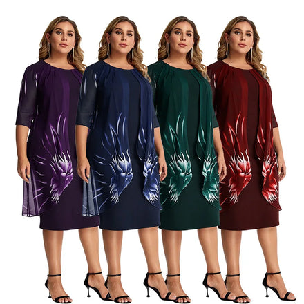 Luxurious Lady Elegant Casual Plus Size Women's Dresses Formal Office Dress African Modest Ladies Career Summer Dresses