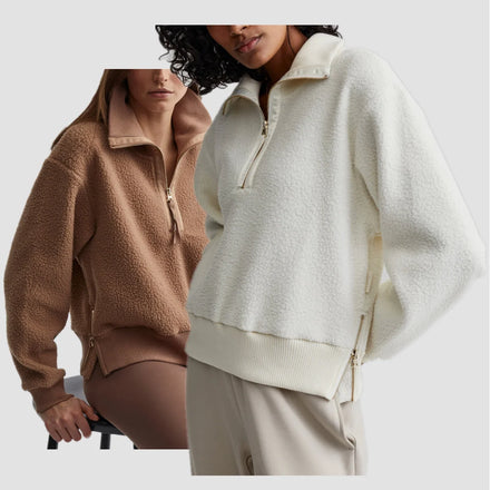 Autumn and Winter Fleece Sweater Women Pullover Half Zipper Long Sleeve Warm Fitness Sports Sweatshirt Women