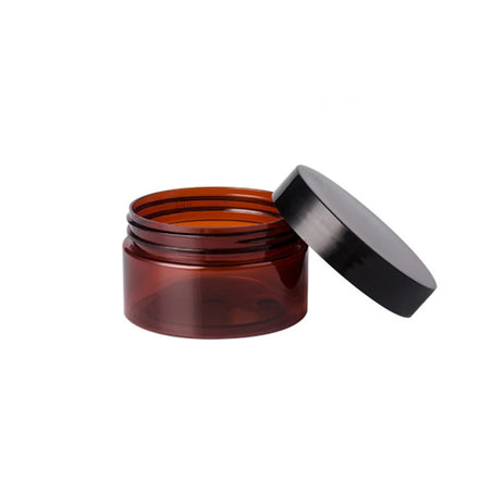 Black Pet Cosmetic Container Jar Plastic Airtight Food Storage Amber Tin Lid Empty 8oz Wide Mouth 8oz with Gold Free Samples Lg