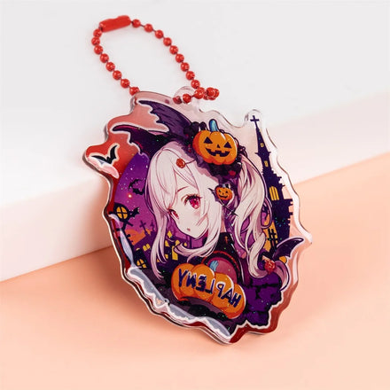 Promotional Holographic Keychain Holographic Animation Glitter Custom Epoxy Keychain Custom Plastic Amulet Acrylic Keychain