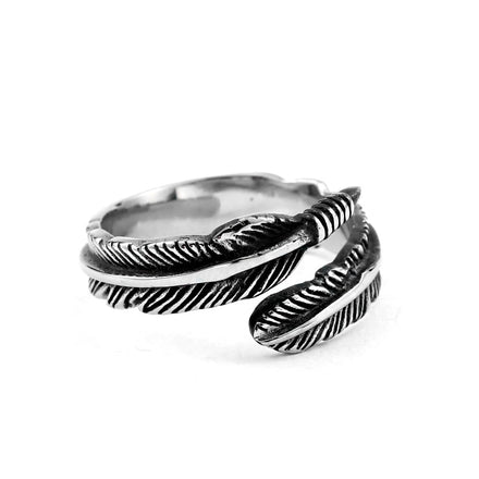Somen Vintage Couple Rings Wholesale Angel Wing Stainless Steel Open Ring Gaoqiao Feather Simple Ring