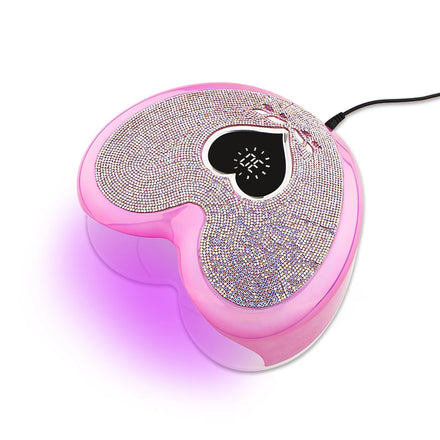 Heart Shape Nail Lamp with Rhinestones 96w UV LED Lamp Nail Dryer Unicorn Pink
