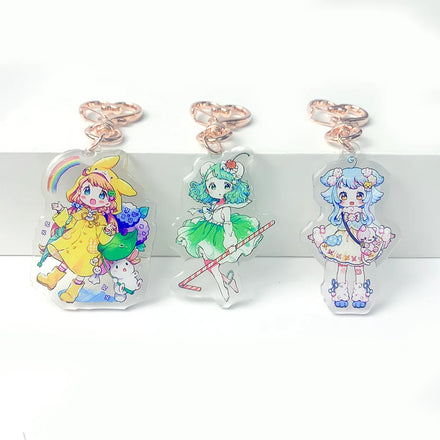 Free Sample Printed Charm Acrylic Keychain With Custom Anime Clear Keychain