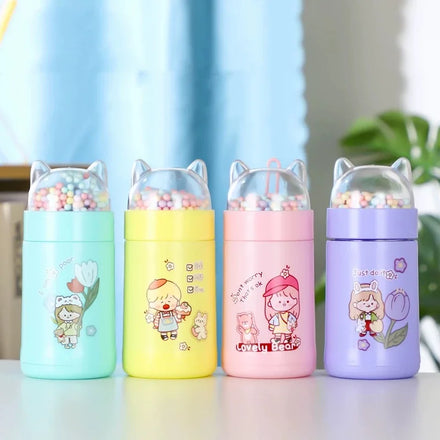 Factory Prodcued Wholesale Cute Kids Glass Water Bottle with Lids