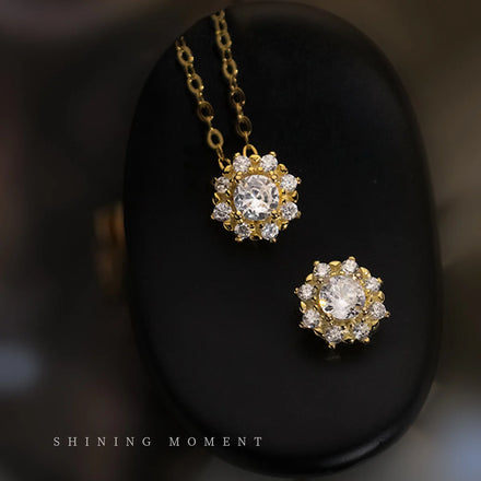 Fashion Necklaces 925 Sterling Silver Diamond Necklace Jewelry Sunflower Christmas Snow Flower Gold Plated Necklaces for Women