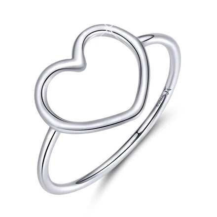 925 Silver Rhodium Plated Trendy Hollow Heart Statement Ring for Women Wedding & Party Jewelry