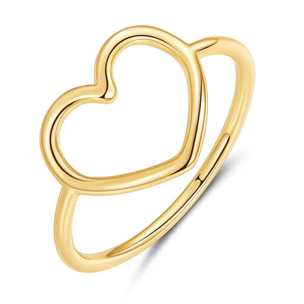 Sterling Silver 925 18K Gold Plated Rhodium Trendy Heart Finger Ring Cute Wedding Engagement Anniversary Statement for Women