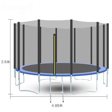 8ft Large Outdoor PVC Garden Trampoline for Kids 2.44m Kids Trampoline with Safety Edge Cover Enclosure Net Ladder for Boys