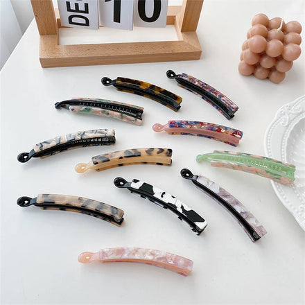 Long Colorful Acetic Acid Banana Hair Clips Color Print Banana Hair Jaw Claw Clip for Women