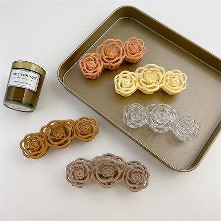 Wholesale Hot Sale Women Fashion Rose Hair Clip Accessories 11-cm Flower Matte Korean Hair Claws Clips